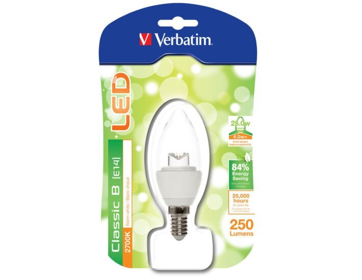 Lâmpada LED Verbatim Vela Transparente E14 4W (25W)