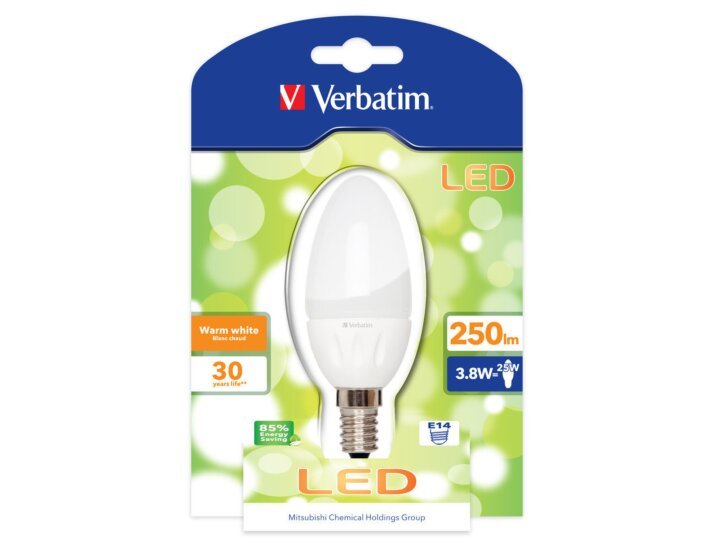 Lâmpada LED Verbatim Vela Translúcida E14 3,8W (25W)
