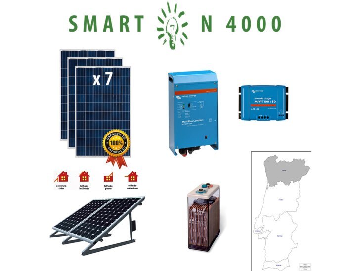 Kit Fotovoltaico SMART Híbrido Isolado N 4000Wh