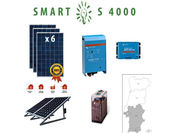 Kit Fotovoltaico SMART Híbrido Isolado S 4000Wh