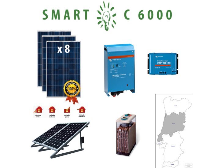 Kit Fotovoltaico SMART Híbrido Isolado C 6000Wh