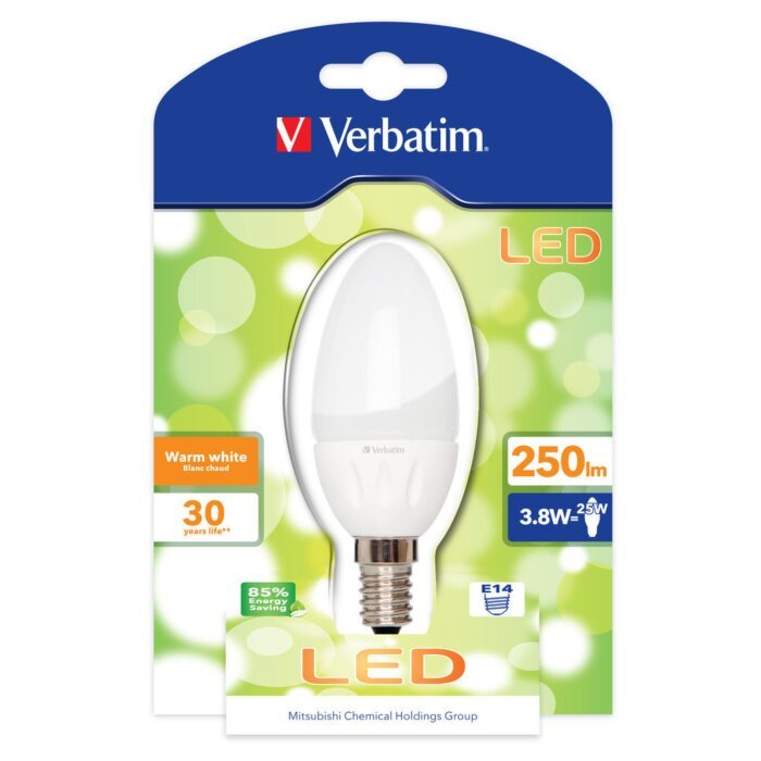 Lâmpada LED Verbatim Vela Translúcida E14 3,8W (25W)