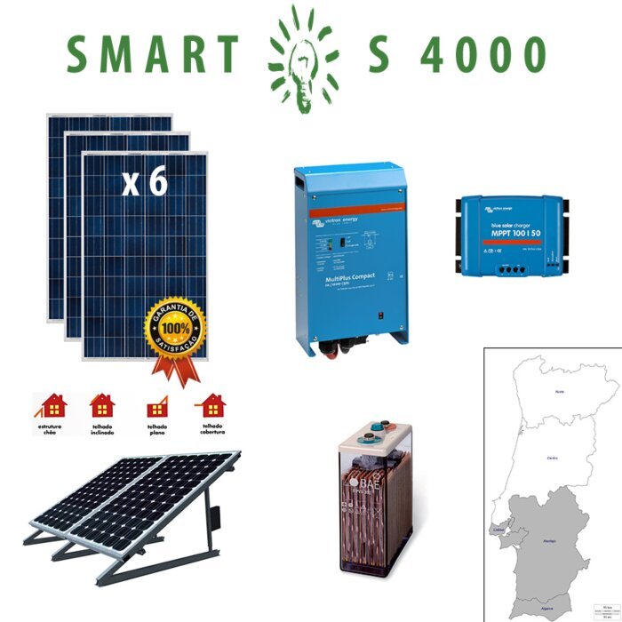 Kit Fotovoltaico SMART Híbrido Isolado S 4000Wh