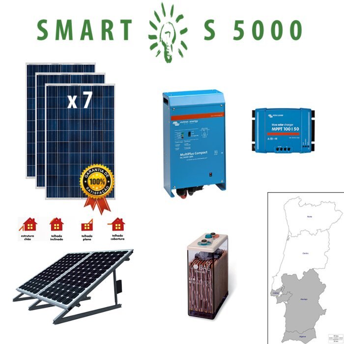 Kit Fotovoltaico SMART Híbrido Isolado S 5000Wh