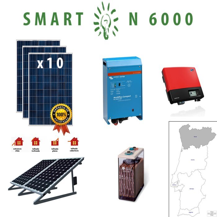 Kit Fotovoltaico SMART Híbrido Isolado N 6000Wh