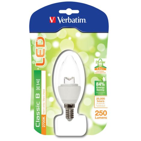 Lâmpada LED Verbatim Vela Transparente E14 4W (25W)