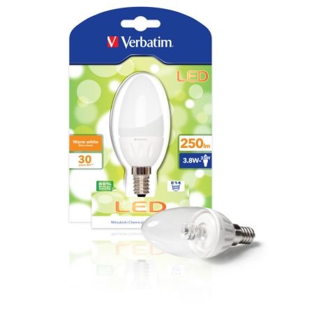 Lâmpada LED Verbatim Vela Translúcida E14 3,8W (25W)