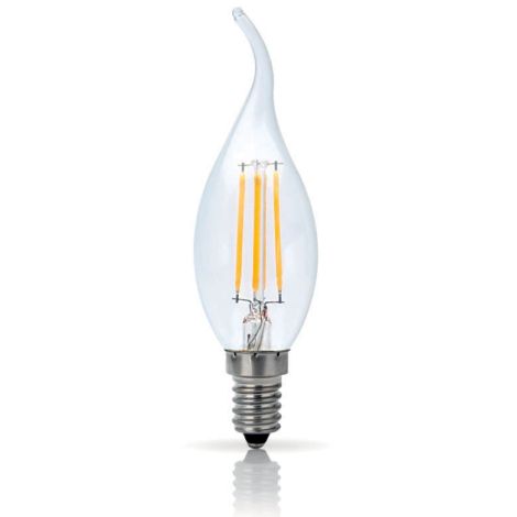 Lâmpada LED ASLO E14 Filamento Chama Decorativa - Branco Quente - 4W - 400lm