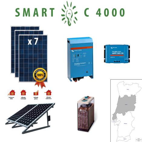 Kit Fotovoltaico SMART Híbrido Isolado C 4000Wh